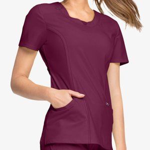 Cherokee Infinity Women's 3-Pocket STRETCH Round Neck Scrub Top (Wine) MED